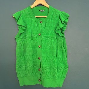 Textured knit cardigan vest